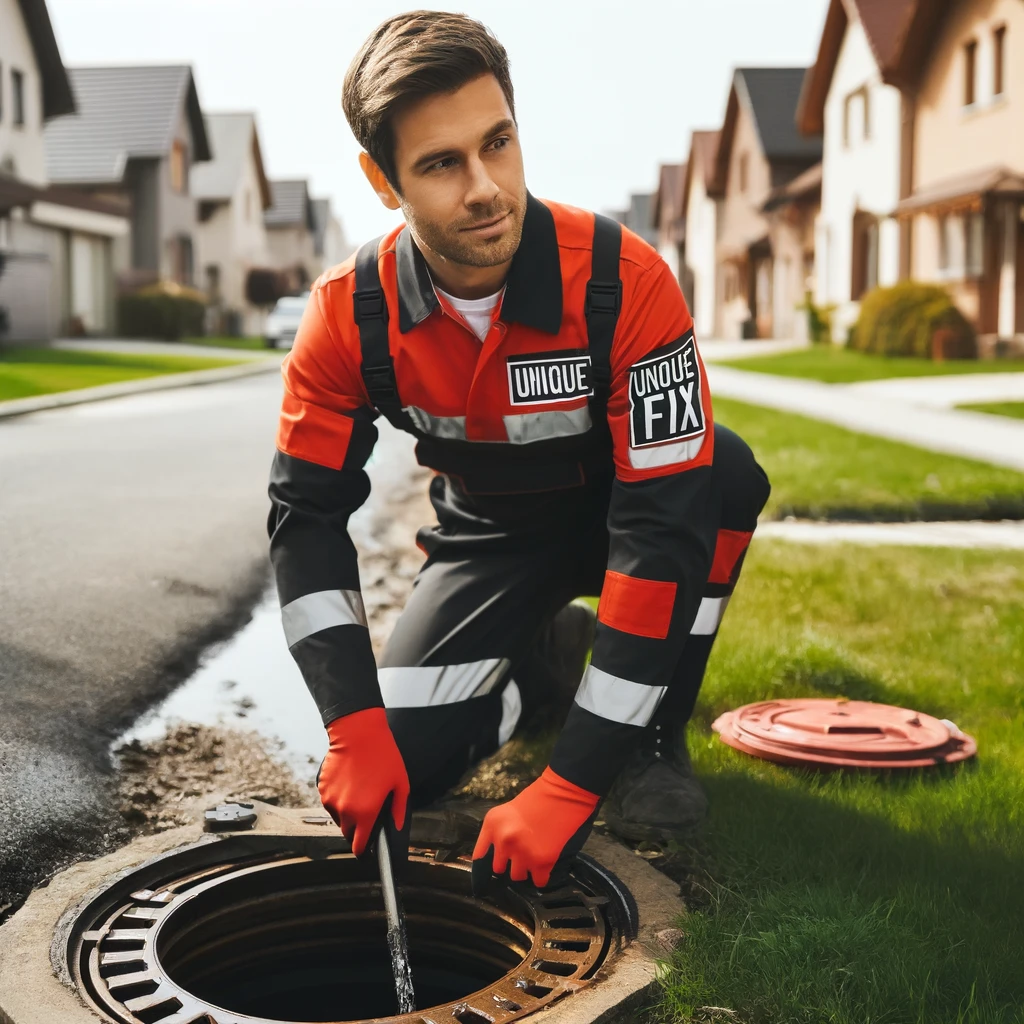 Unique Fix plumber accessing an underground drain