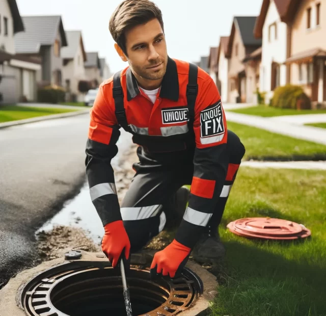 Unique Fix plumber accessing an underground drain